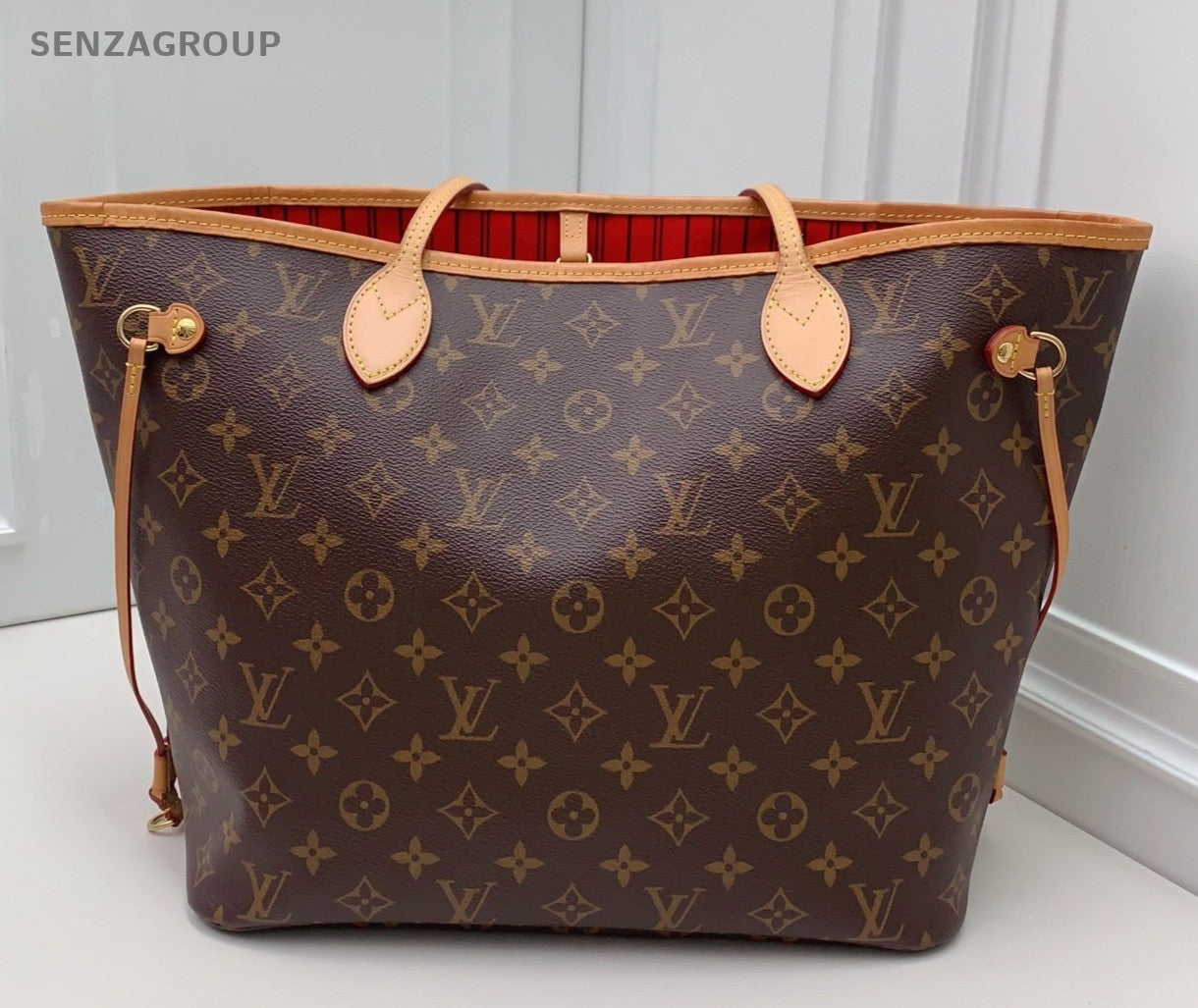 Louis Vuitton Neverfull Monogram Tote Shoulder Bag Brown Gold Women Classic