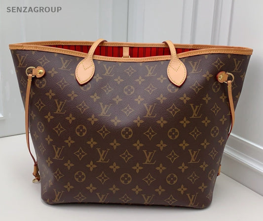 Louis Vuitton Neverfull Monogram Tote Shoulder Bag Brown Gold Women Classic