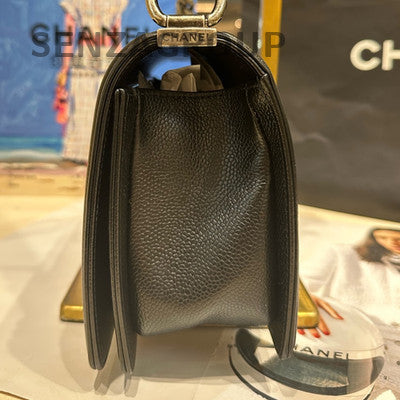 Chanel Le Boy Black Silver Chevron Chain Shoulder Crossbody Bag