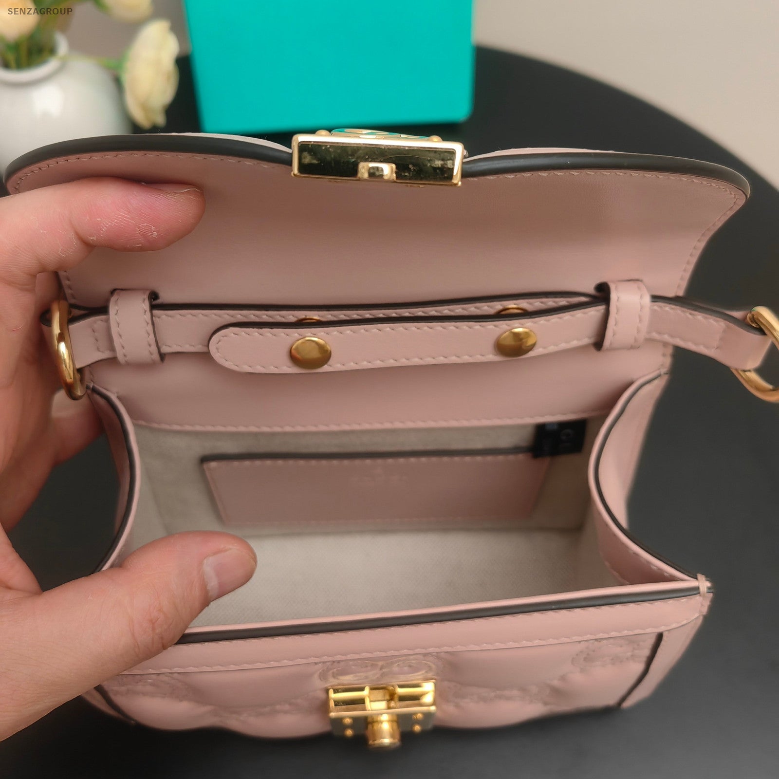 Gucci GG Matelassé Chain Shoulder Bag Pink Gold - Fashion Women's Handbag