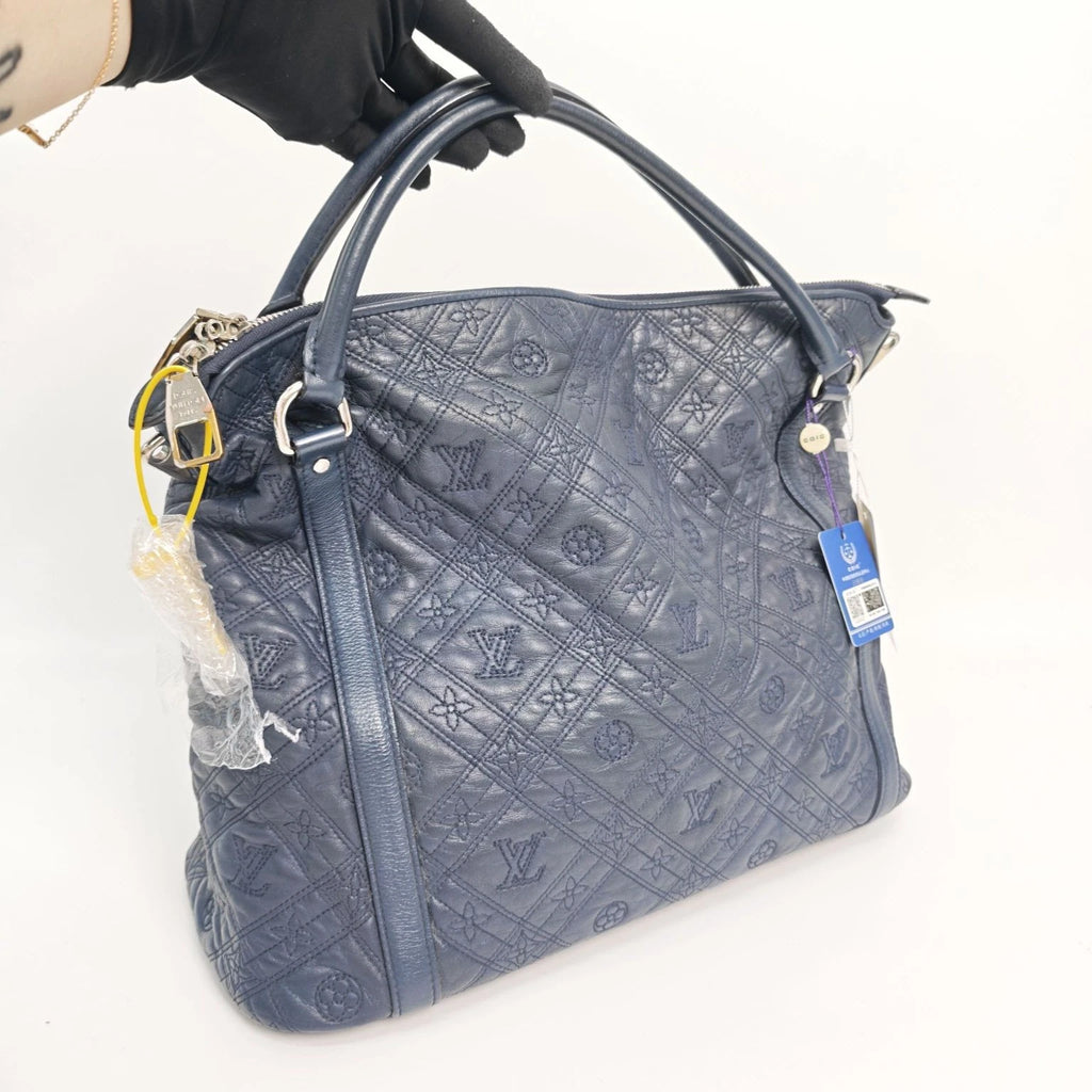 Louis Vuitton Blue Embossed Leather Handbag Crossbody Bag For Women