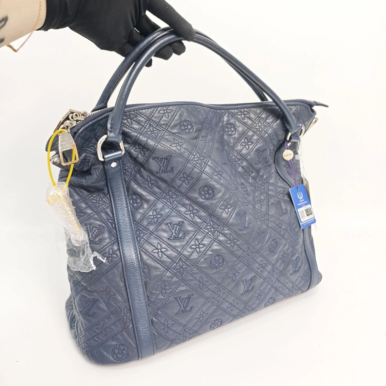 Louis Vuitton Blue Embossed Leather Handbag Crossbody Bag For Women