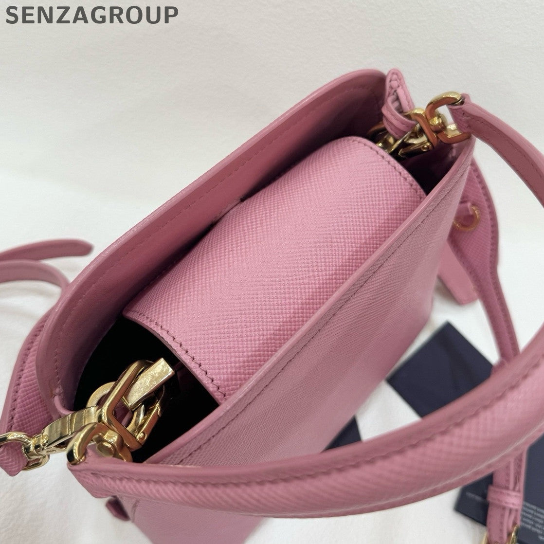 Prada Matinee Mini Shell Bag in Pink Gold - Women's Shoulder Handbag