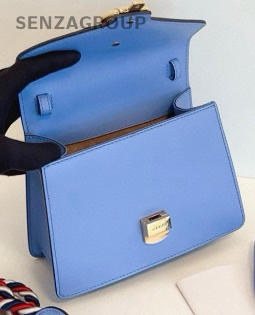 GUCCI Sylvie Small sky blue Top Handle 2WAY Shoulder bag Crossbody Leather WOMEN