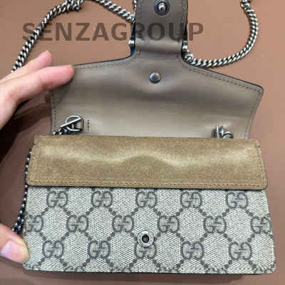 Gucci Dionysus Mini Chain Shoulder Bag Brown Silver Hardware Classic Women