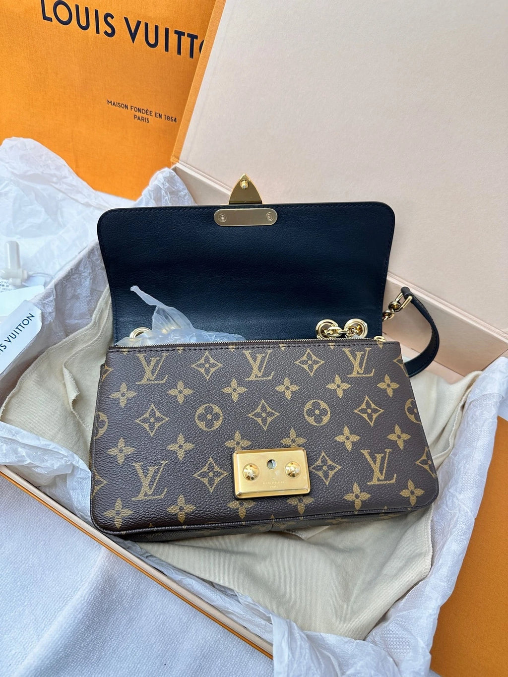Louis Vuitton Monogram Black Marceau Chain Crossbody For Women