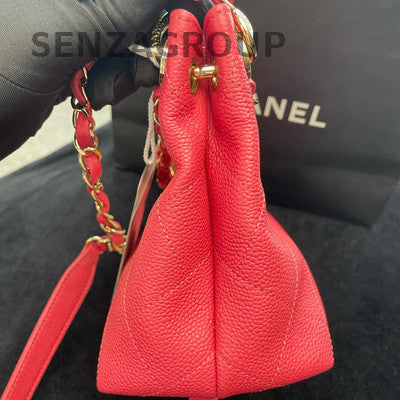 Chanel Red Gold Hardware Leather Shoulder Bag