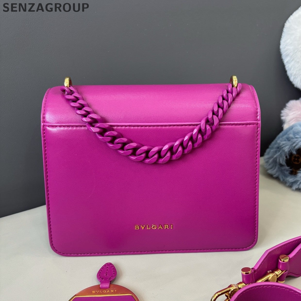 Bvlgari Serpenti 2WayTop Handle Crossbody Pink Gold Women Classic