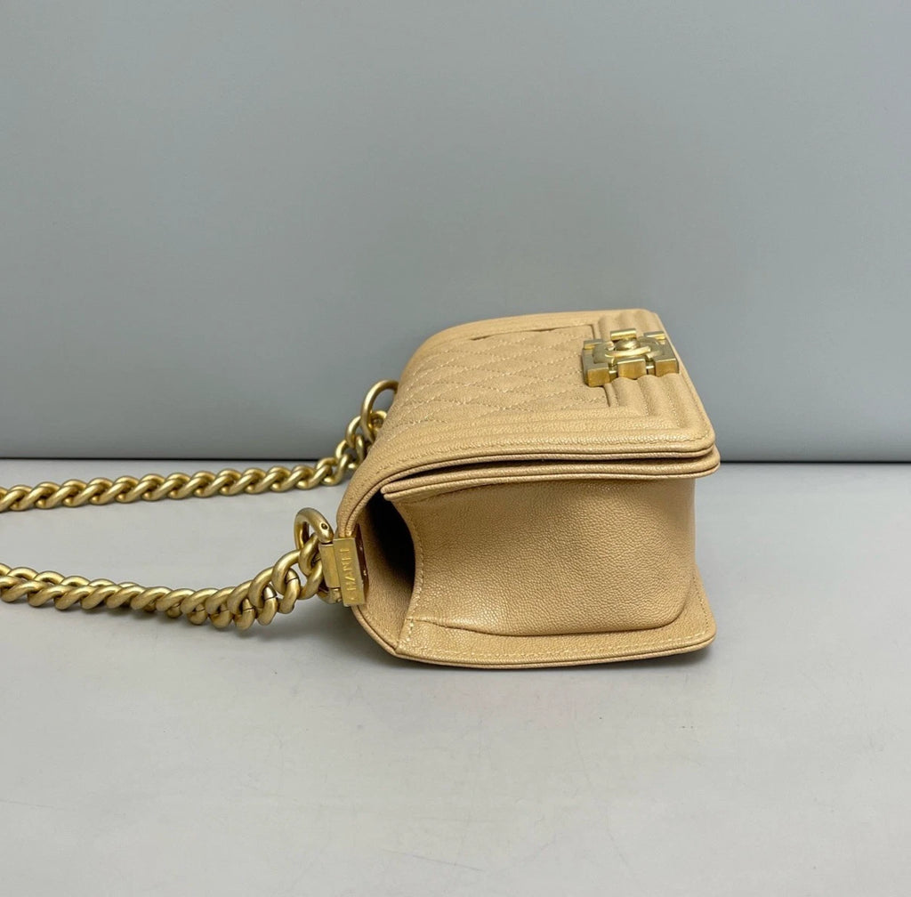 Chanel Leboy PM Calfskin Shoulder Bag Crossbody Bag Beige Women