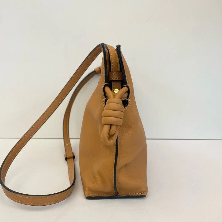 Loewe Mini Flamenco Calfskin Shoulder Bag For Women Caramel Brown