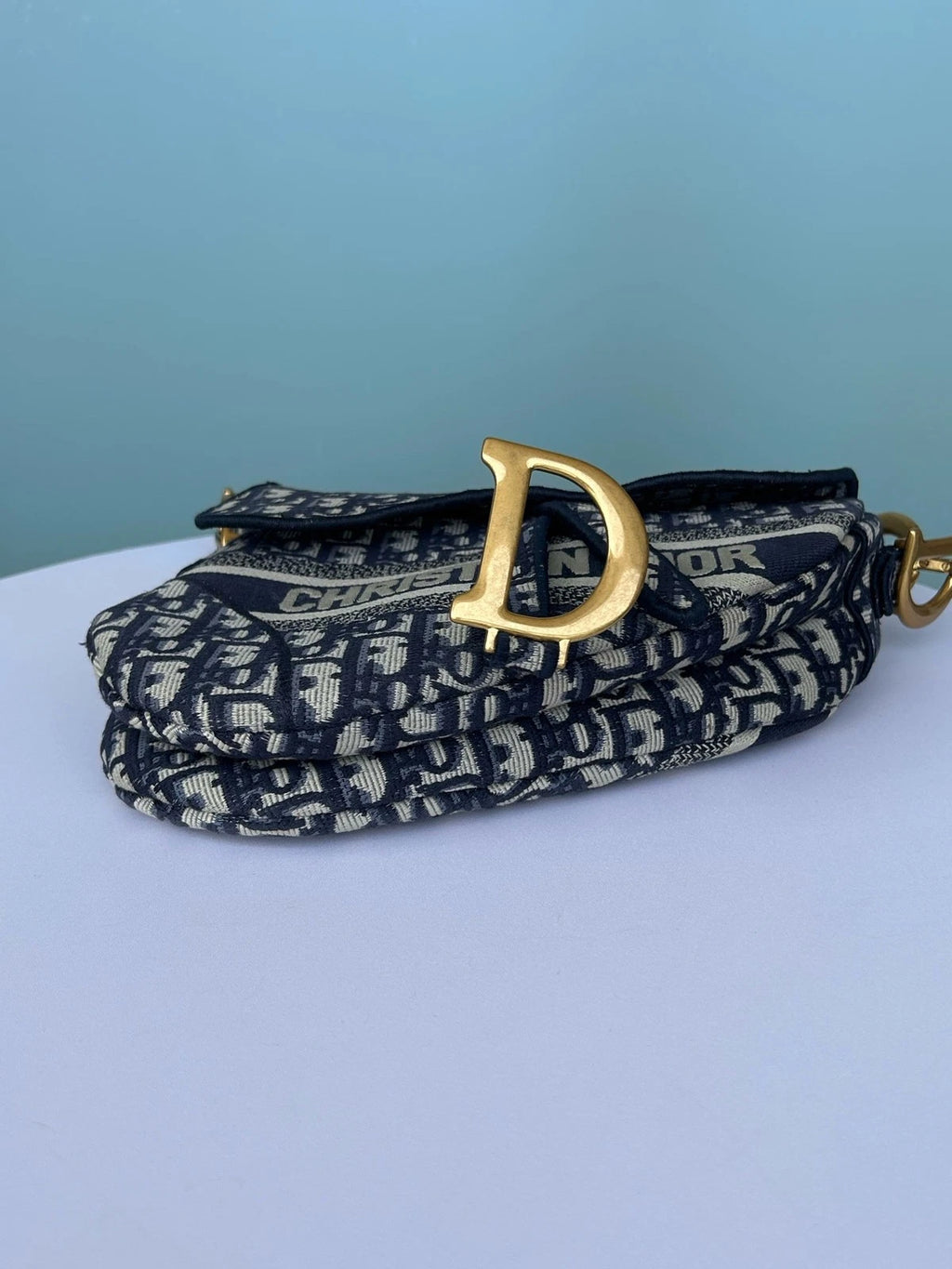 Dior Saddle Blue Shoulder Bag Crossbody Excellent