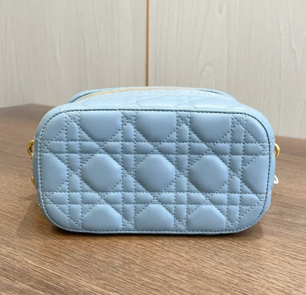 Christian Dior Vanity Case Blue Crossbody Bag Shoulder Bag Top Handle Bag Women