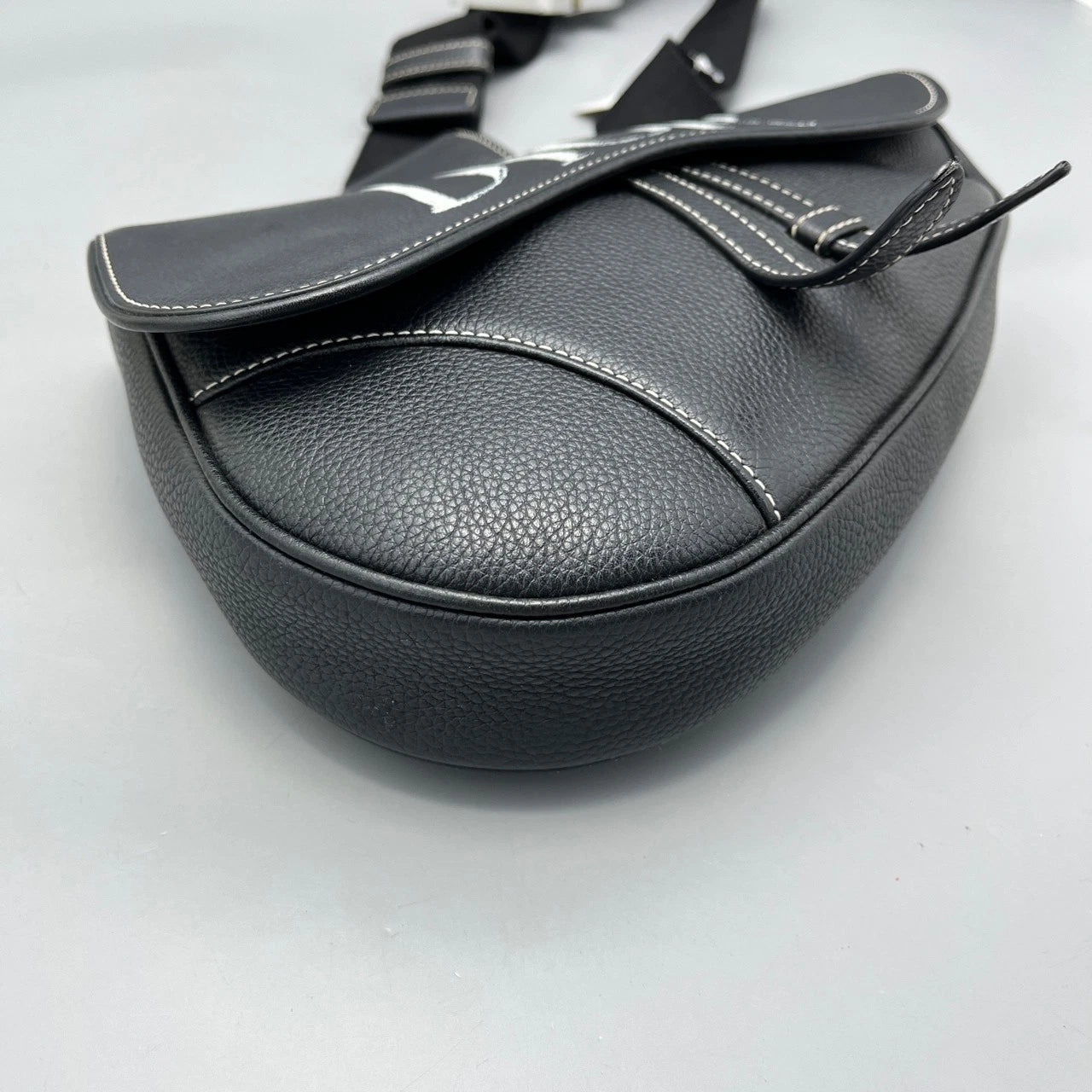 Dior Black Graffiti Saddle Waist Bag For Women