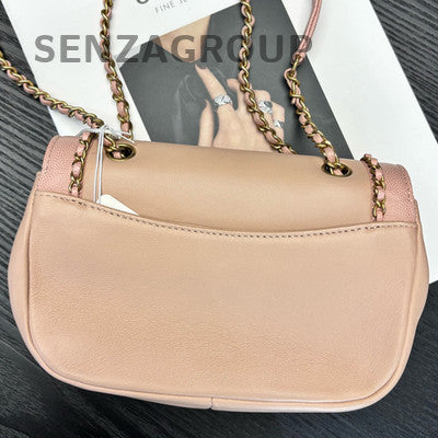 Chanel Quilted Chain Shoulder Crossbody Bag Pink Gold Classic Fashion