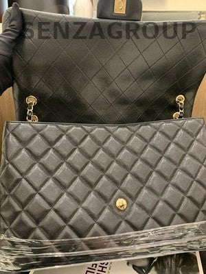 Chanel Classic Flap Black Gold Calfskin Quilted Chain Shoulder Bag