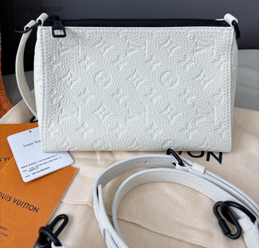 Louis Vuitton Triangle Monogram Empreinte Shoulder Handbag Crossbody White