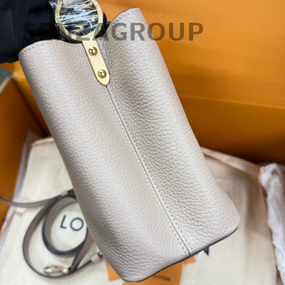 Louis Vuitton Capucines MM Grey Gold Handbag Shoulder Bag Women