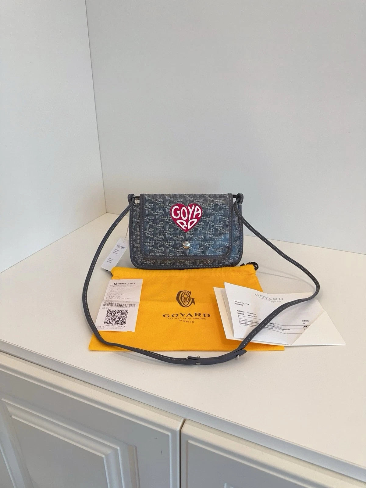Goyard Gray Canvas Plumet WOC Envelope Crossbody Women