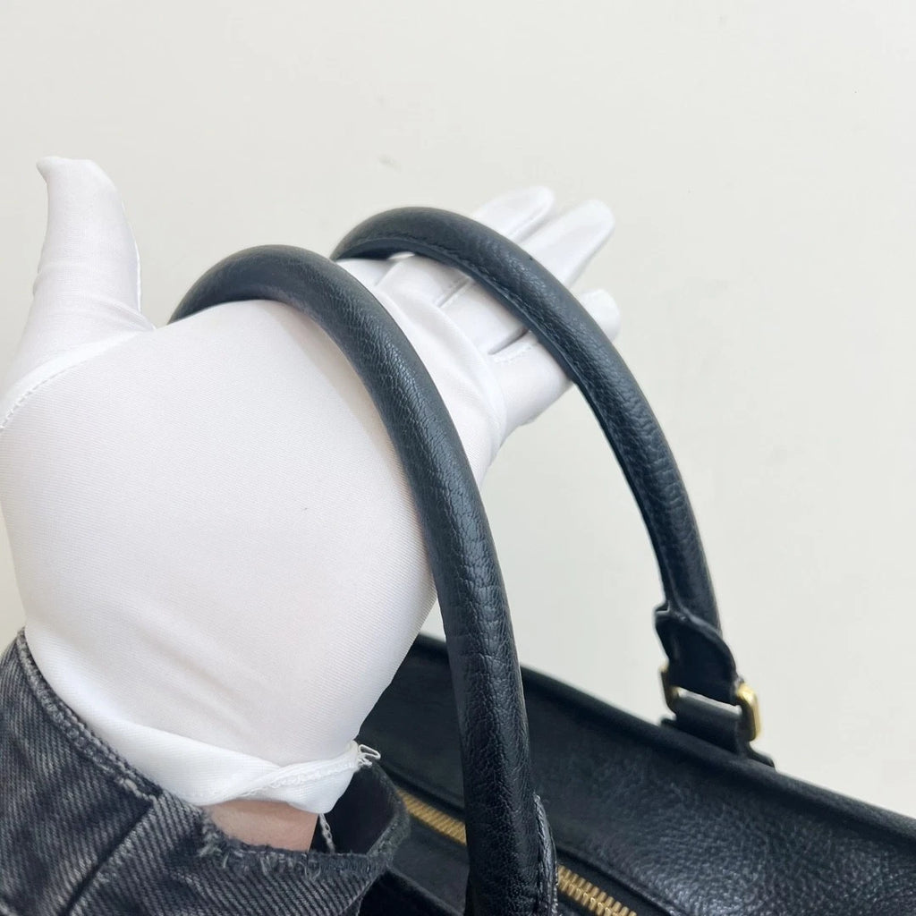 Loewe Amazona Calfskin Top Handle Bag Black Gold Women Classic Fashion