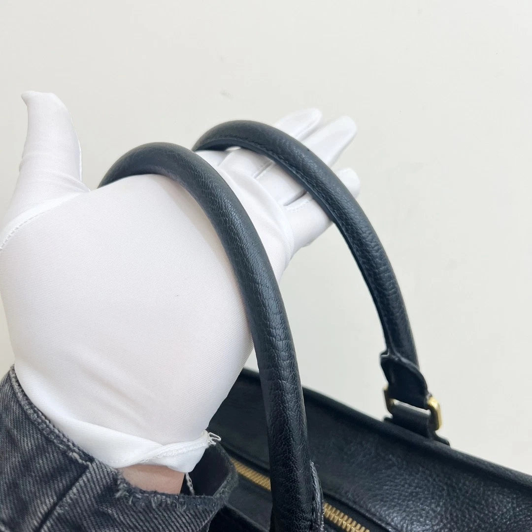 Loewe Amazona Calfskin Top Handle Bag Black Gold Women Classic Fashion