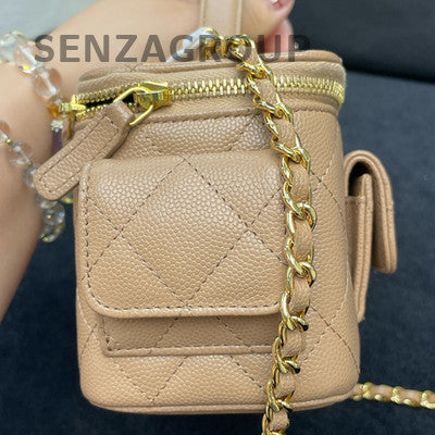 Chanel 22K Beige Long Box Bag Gold Hardware Calfskin Quilted Shoulder Bag