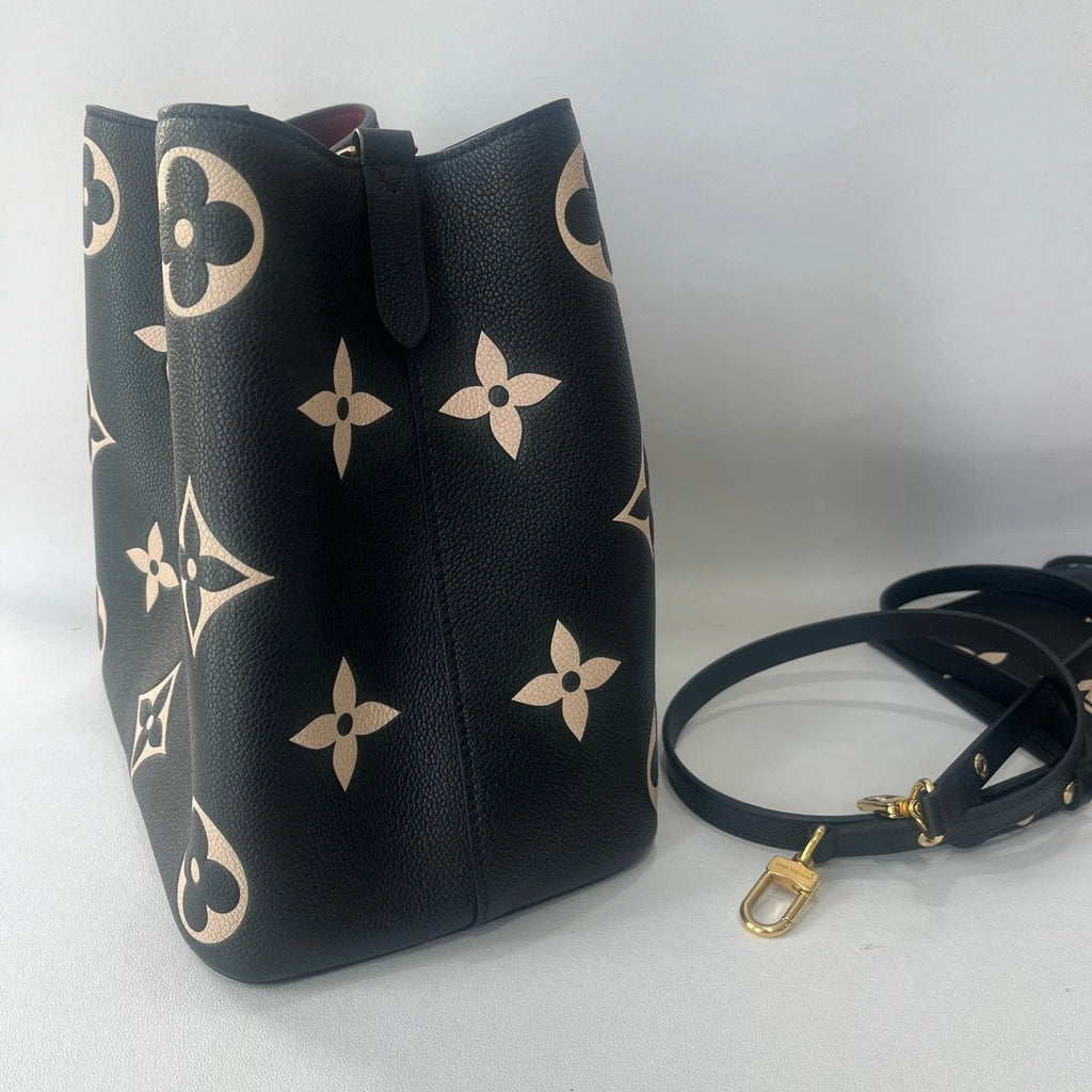 Louis Vuitton Black White Monogram Bucket Bag For Women
