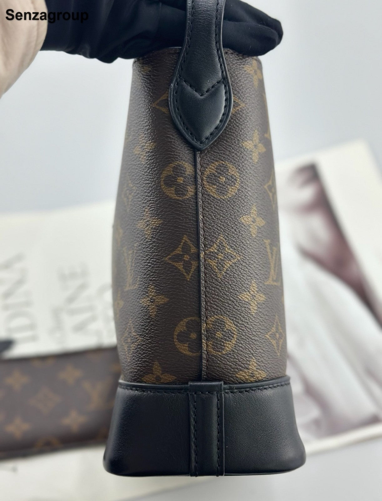 Louis Vuitton Monogram Tassel Bucket Top Handle Bag Brown Silver Women Classic