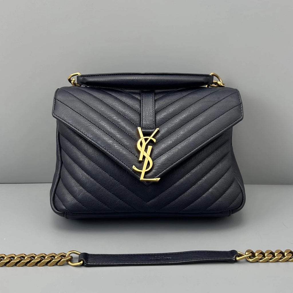 Saint Laurent Envelope Bag MM Chain Top Handle Crossbody Bag Blue Women