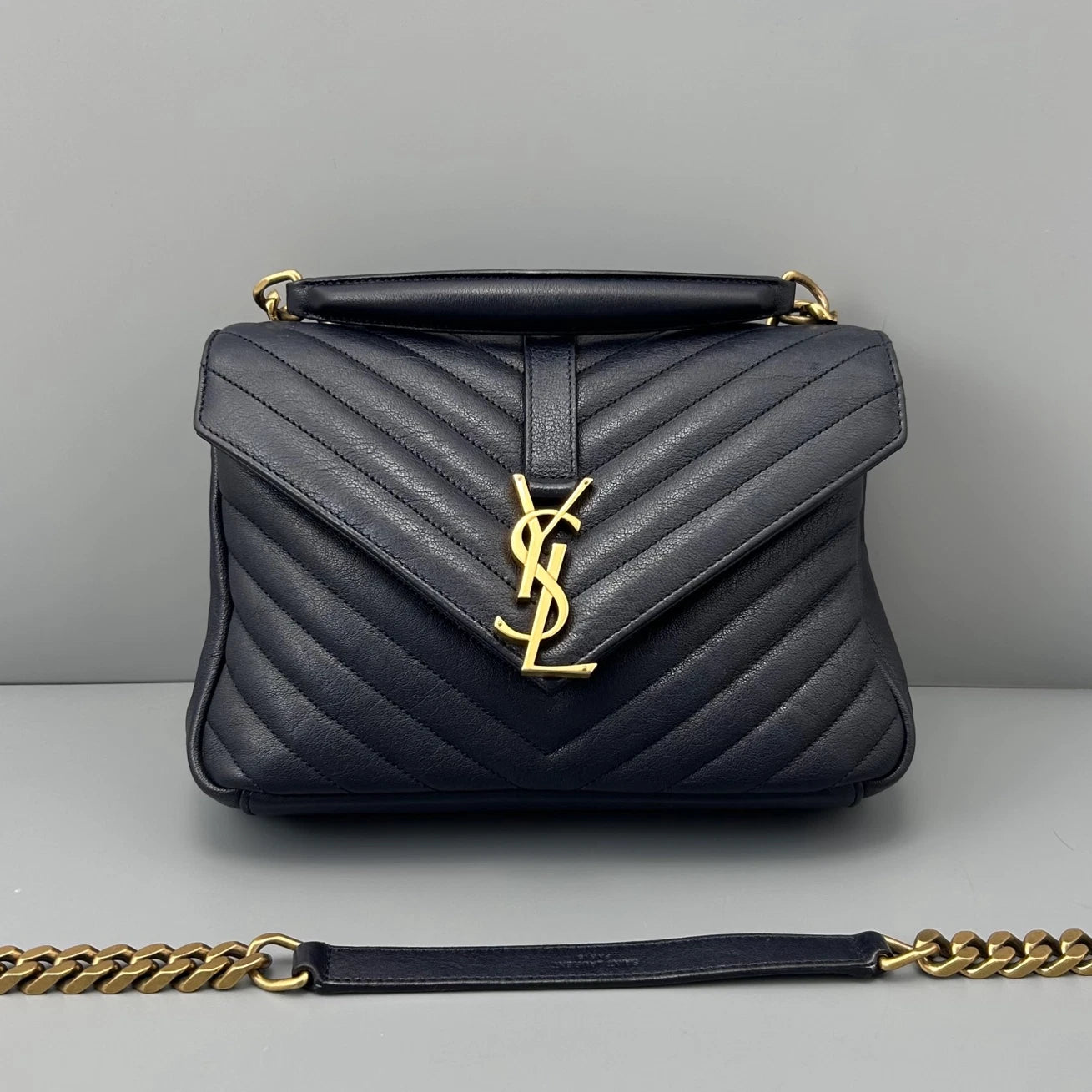 Saint Laurent Envelope Bag MM Chain Top Handle Crossbody Bag Blue Women