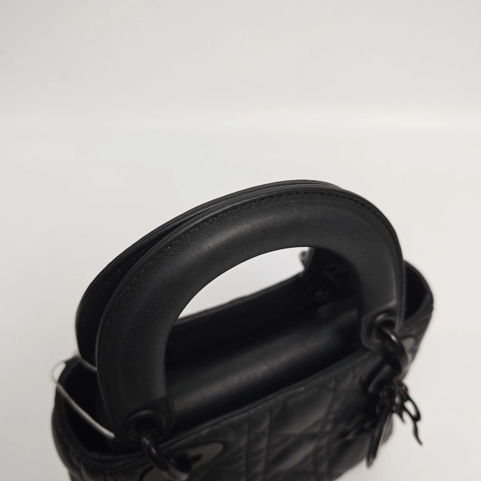 Dior Lady Dior Lambskin Black Top Handle Excellent