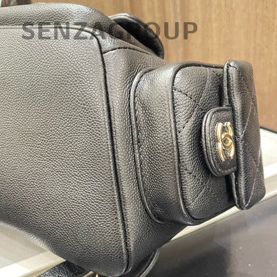 Chanel Quilted Chain Backpack Black Gold Hardware Classic Women's Bag
