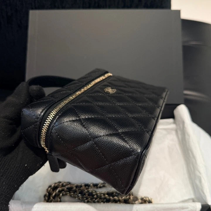 Chanel Lunch Box Bag Calfskin Chain Top Handle Crossbody Bag Women D