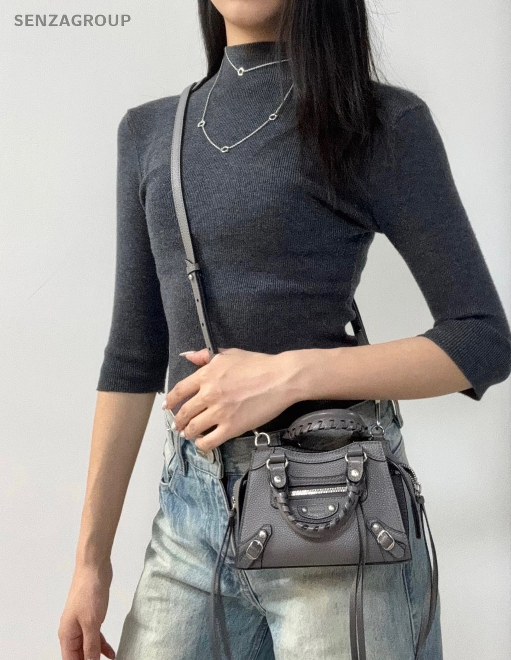 Balenciaga Neo Classic City mini Top Handle 2way  Handbag Crossbody Gray