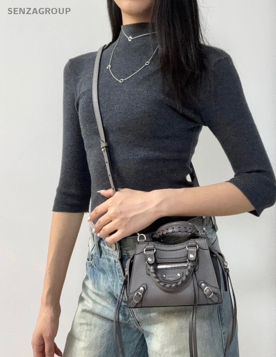 Balenciaga Neo Classic City mini Top Handle 2way  Handbag Crossbody Gray