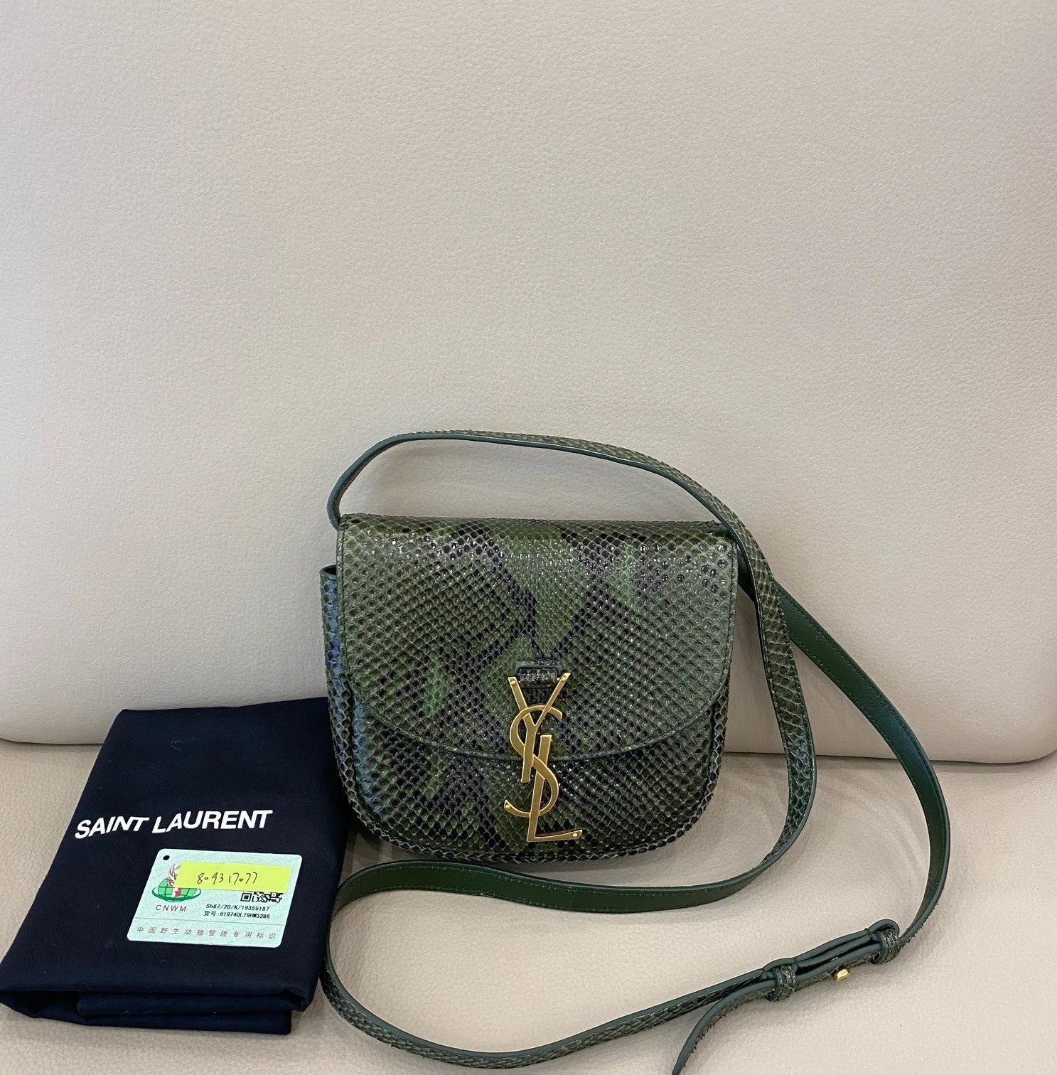 Saint Laurent Green Leather Crossbody Bag For Women
