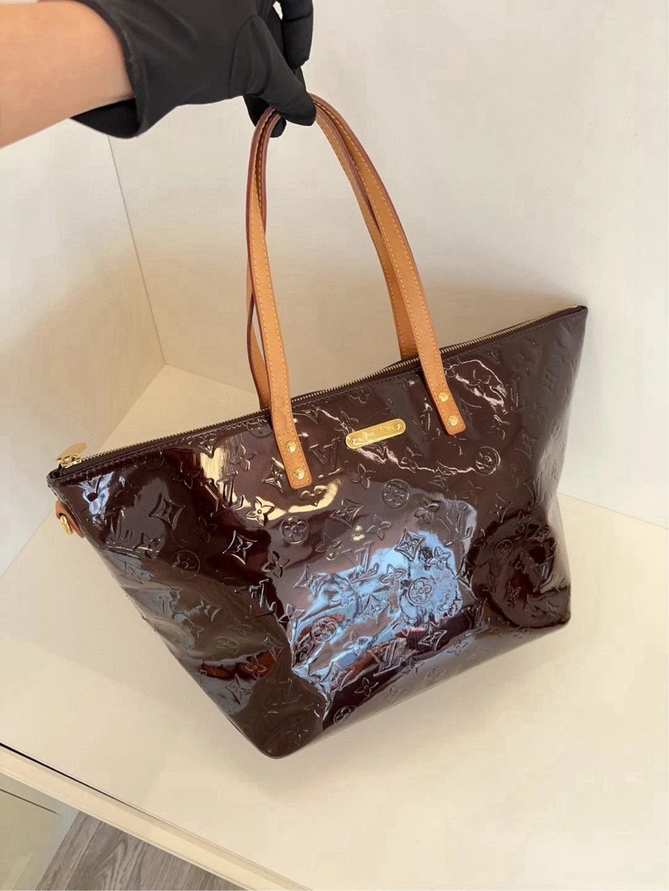 Louis Vuitton Women Patent Leather Tote Shoulder Bag