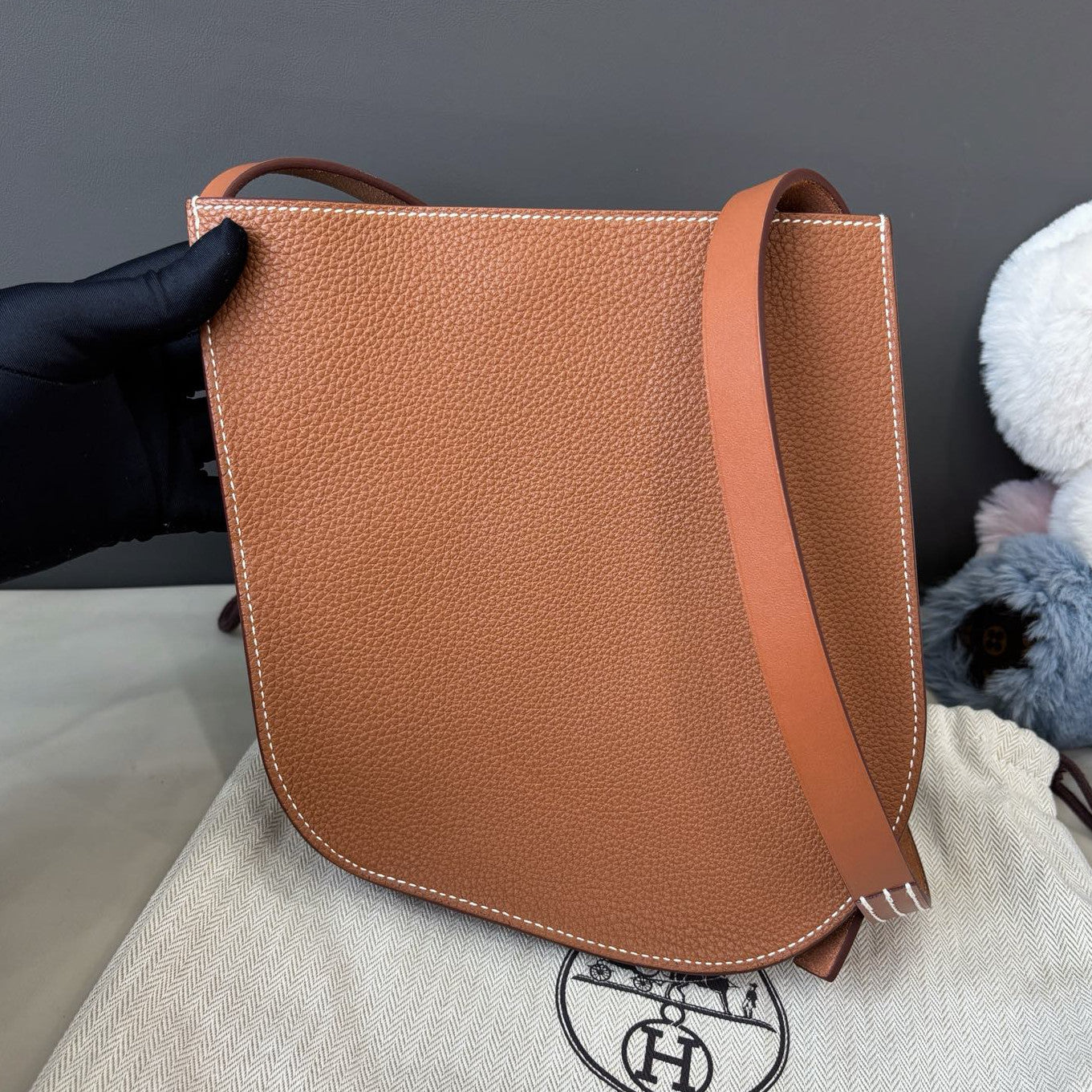 Hermes Perspective Cavaliere 2Way Shoulder Crossbody Brown Gold Women Classic