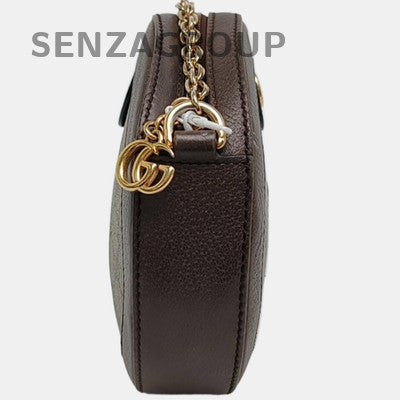 GUCCI Ophidia Mini Beige Gold Buckle Canvas Shoulder Bag Classic Women's