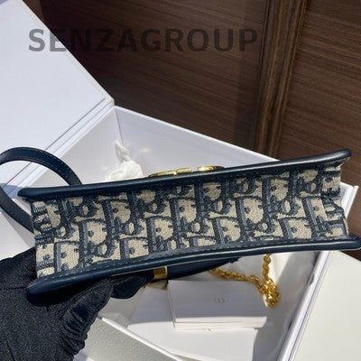 Dior Small Montaigne 30 Blue Oblique Chain Shoulder Crossbody Bag
