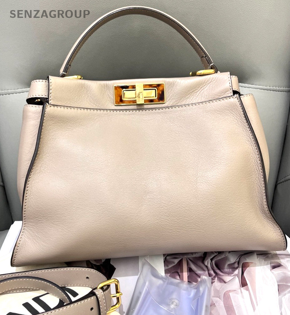 Fendi Peekaboo Medium Top Handle 2WAY Shoulder bag Elephant Gray