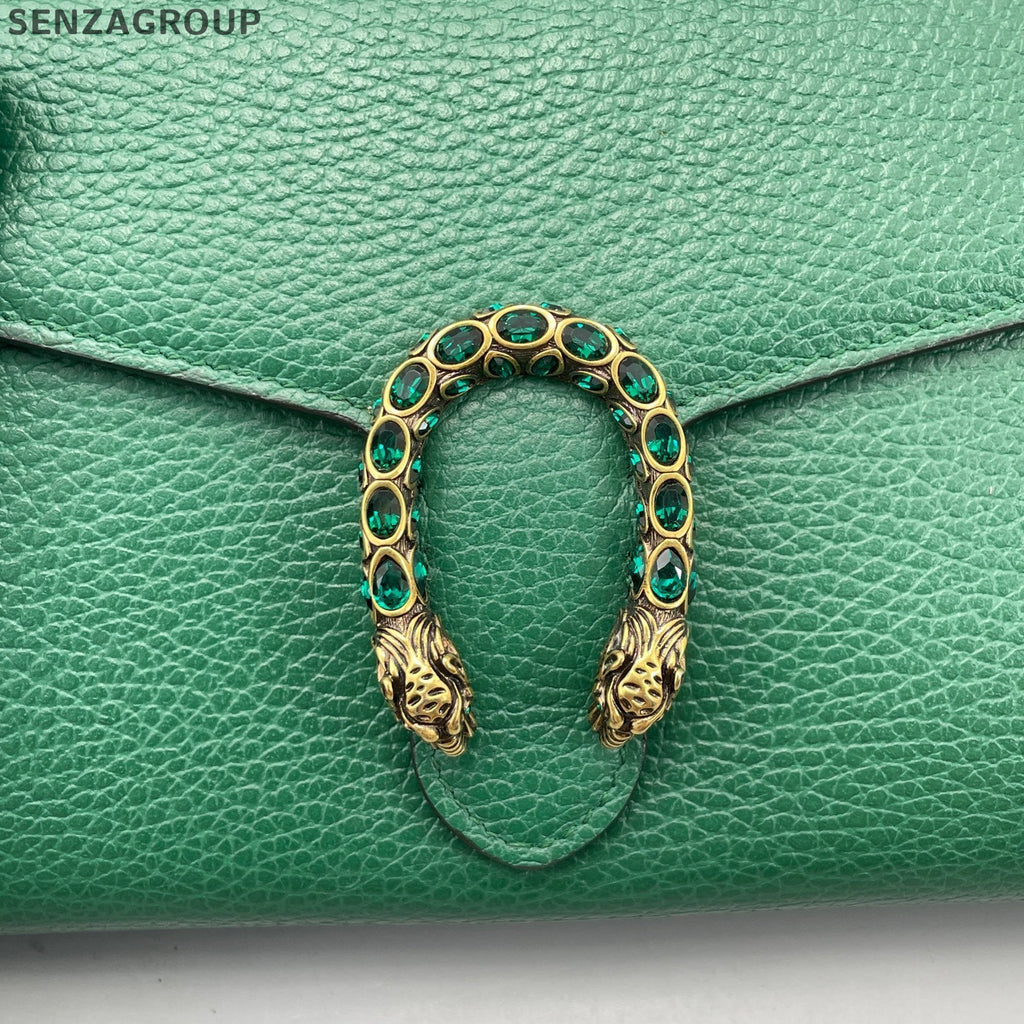 Gucci Dionysus WOC Chain Shoulder Crossbody Bag Green Silver Women Classic