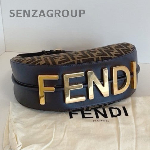 Fendi Graphy FF Underarm Bag Shoulder Bag Brown Gold Used Women Classic