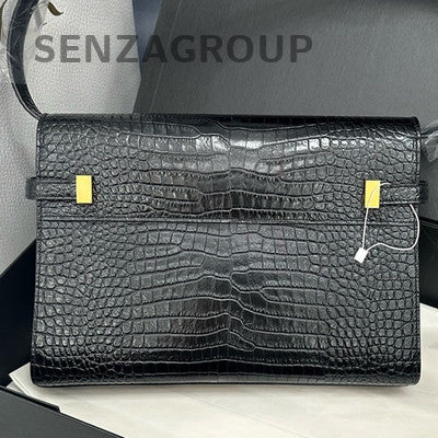 Saint Laurent YSL Black Gold Medium Manhattan Shoulder Bag Classic Women's