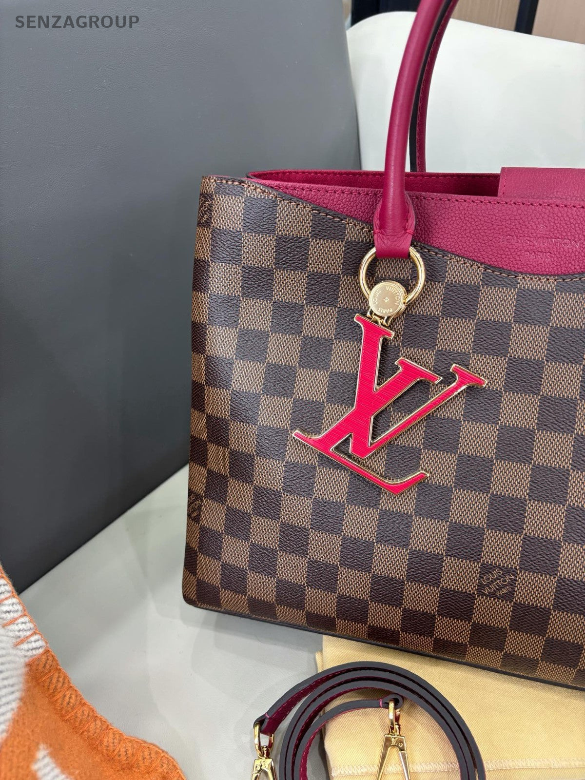 Louis Vuitton Riverside Damier Ebene Top Handle 2way Shoulder Handbag Brown Wome