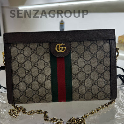 Gucci Ophidia Beige Brown Chain Shoulder Crossbody Bag Women Classic
