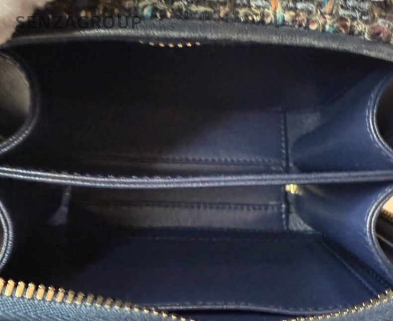 Chanel Lambskin PM CC Logo Chain Shoulder Bag Blue Gold Women Classic Designer