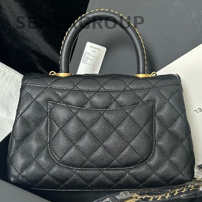 Chanel Coco Handle Black Caviar Small Quilted Chain Shoulder Bag
