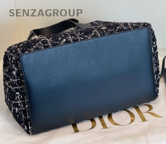 Christian Dior Toujours Tote Handbag Black Silver Used Women Classic Designer