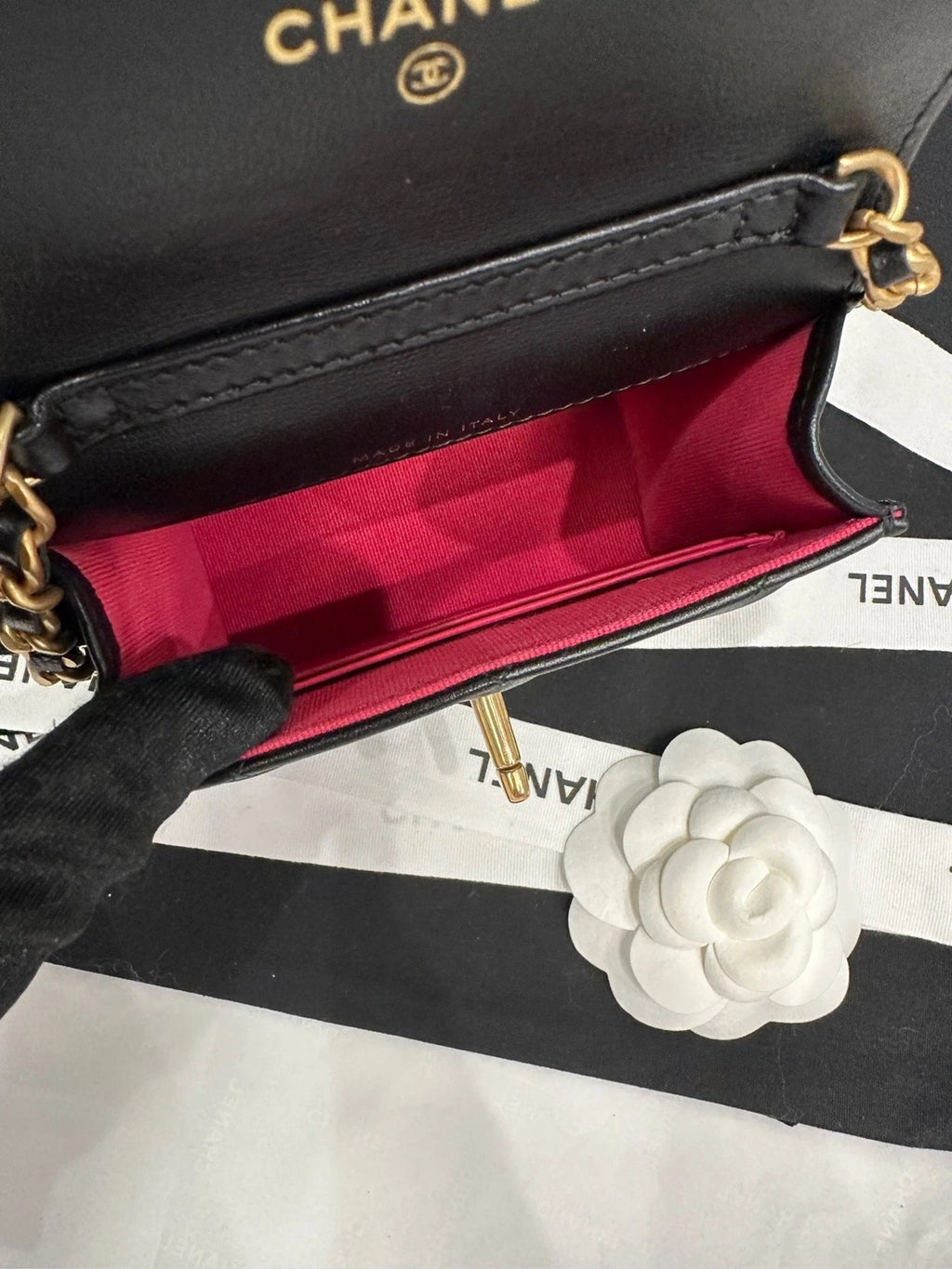 CHANEL Heart Enamel Buckle Chain Leather Mini Square Box Bag For Women