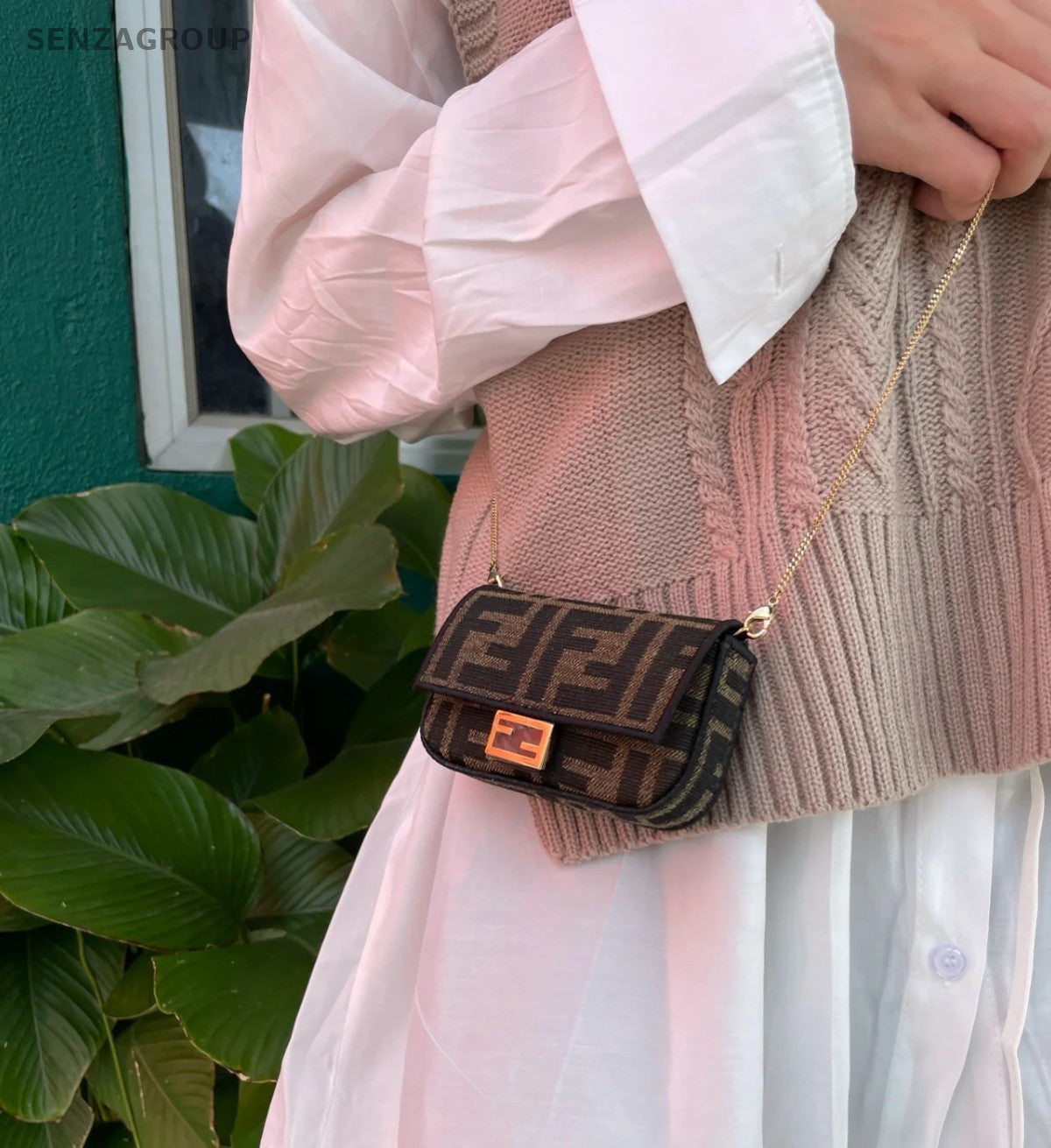 Fendi nano baguette purse Monogram Chain Shoulder bag Crossbody